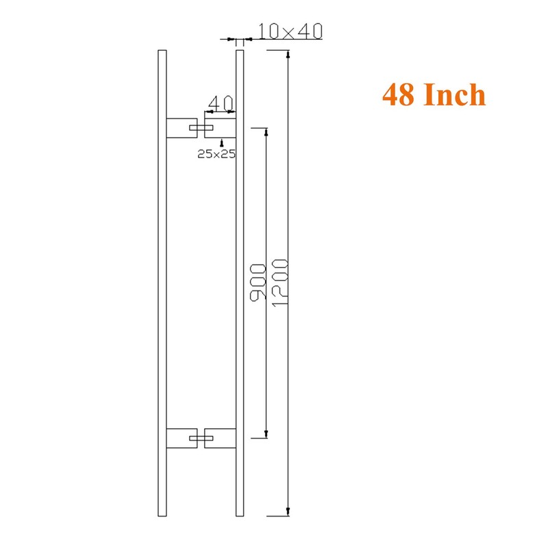 HONGYUN 48-Inch Long Square Door Pull Handle with Solid Standoffs,