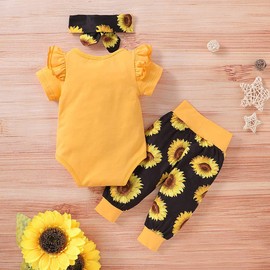 Newborn Baby Girl Clothes Long Sleeve Romper+Pants Headband Hat Outfits Set