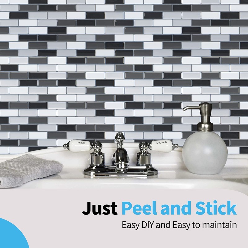Art3d Peel and Stick Wall Tile for Kitchen/Bathroom Backsplash, 12"x12",