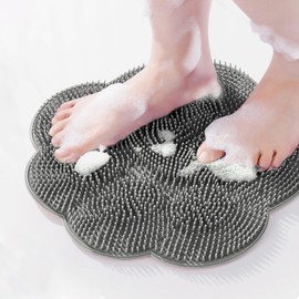 Shower Foot Scrubber,Shower Foot and Back Scrubber,Back Scrubber for Shower Washer,Foot Washer with Suction Cups,Foot Scrubber Massager Cleaner Wash Brush(gray cat claw)