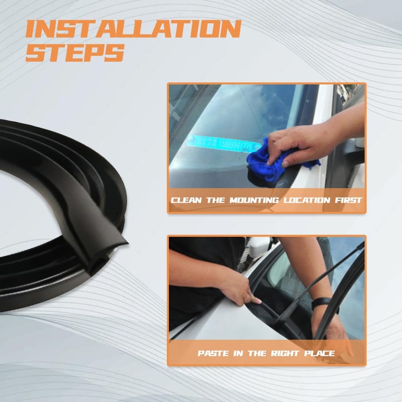 WINUERK Car Front Windshield Rubber Seal Strip, 1.7M/5.6FT Self Adhesive
