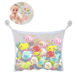 1 Set Bath Toy Storage Organiser Bath Net for Toys Mesh Baby Toy Storage Fold-Able Bath Toy Storage Net，Bath Toy Tidy with 2 Suction Cups Wall Hanging Bathroom Quick Dry Net Care Shower Bag