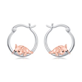 Dorunmo French Bulldog Hoop Earrings 925 Sterling Silver Cute Animal Bulldog Earrings Dog Jewelry Gifts for Women Birthday