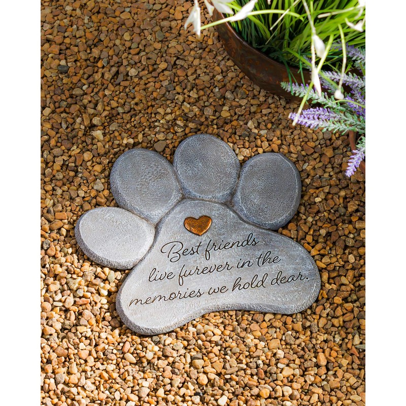 Evergreen Garden 11" Paw Shaped Pet Memorial Garden Stone, Best