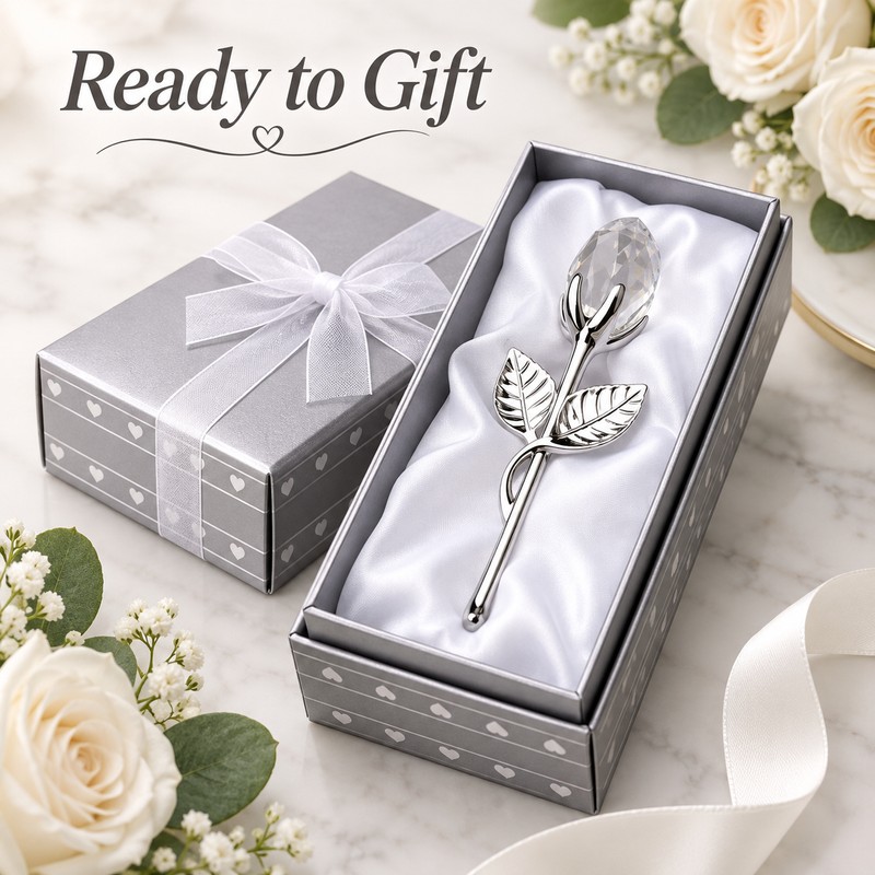 Crystal Glass Rose for Romantic Gifting – Elegant Artificial Flower