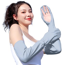 Magno Women's Arm Cover, Fingertips, Long Gloves, UV Protection, Sun Protection, Sweat Absorbent, Quick Drying, Cool Touch, blue