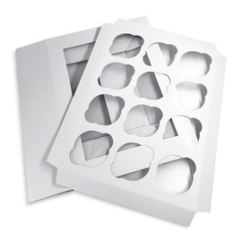 White Cupcake Boxes Holds 12 - Pack of 5 Durable Card Carriers