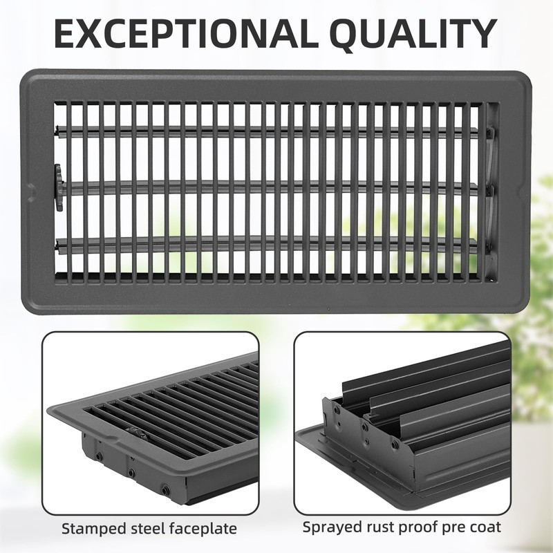 Flowild 2 Pack 6x14 Inch Heavy Duty Steel Grey Floor