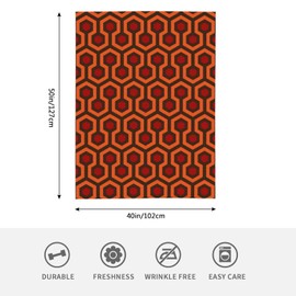 HGOD DESIGNS Carpet Pattern Throw Blanket Ultra Soft Warm All Season Red Orange and Dark Brown Geometric Polygon Decorative Fleece Blankets for Bed Chair Car Sofa Couch Bedroom 100x130cm