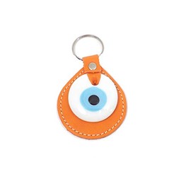 Rem iBijou Remi Bijou Keyring Turkish Eye, Nazar Boncuk made of leather (Orange)