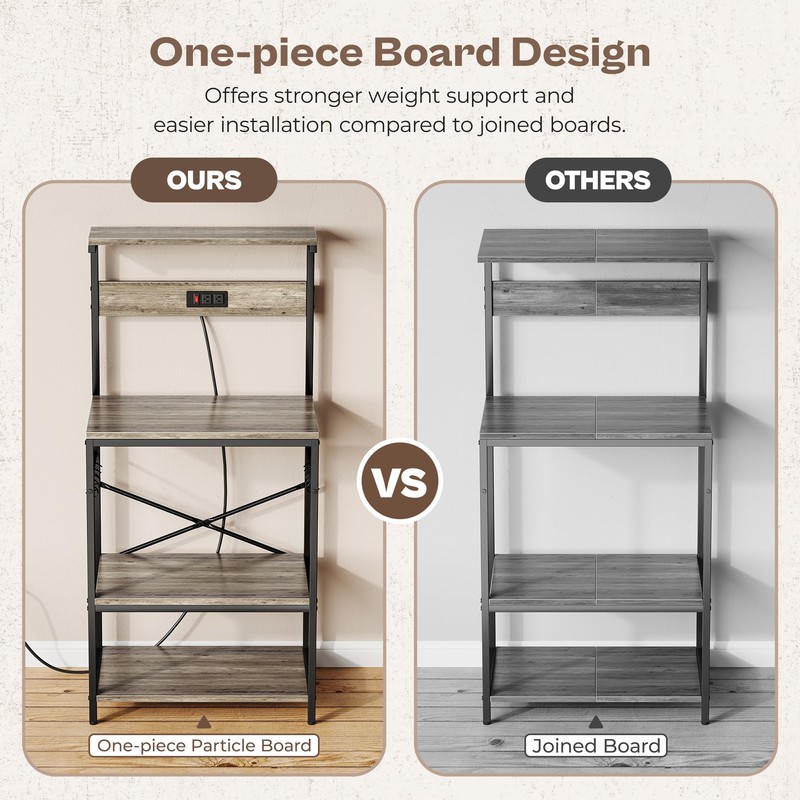 SUPERJARE Kitchen Bakers Rack with Power Outlet, Coffee Bar Table
