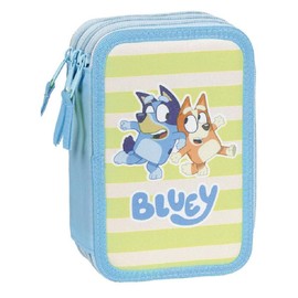 CARTOON Pencil Case with Multiple Compartments 3 Zips School Complete with Pens, Pencils, Paints, Felt Tip Pens, Bluey, pencil case