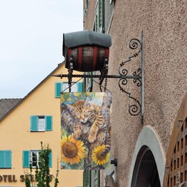 Cute Cat Garden Flag 12x18 Inch Double Sided, Sunflower Yard Flag For Outdoor, Summer Seasonal Decors For Farmhouse Holiday Outside