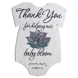 Infant Bodysuit Shape Thank You Baby Blooms Seed Paper 3" x 2" with Guides and envelopes (Succulent, 24)