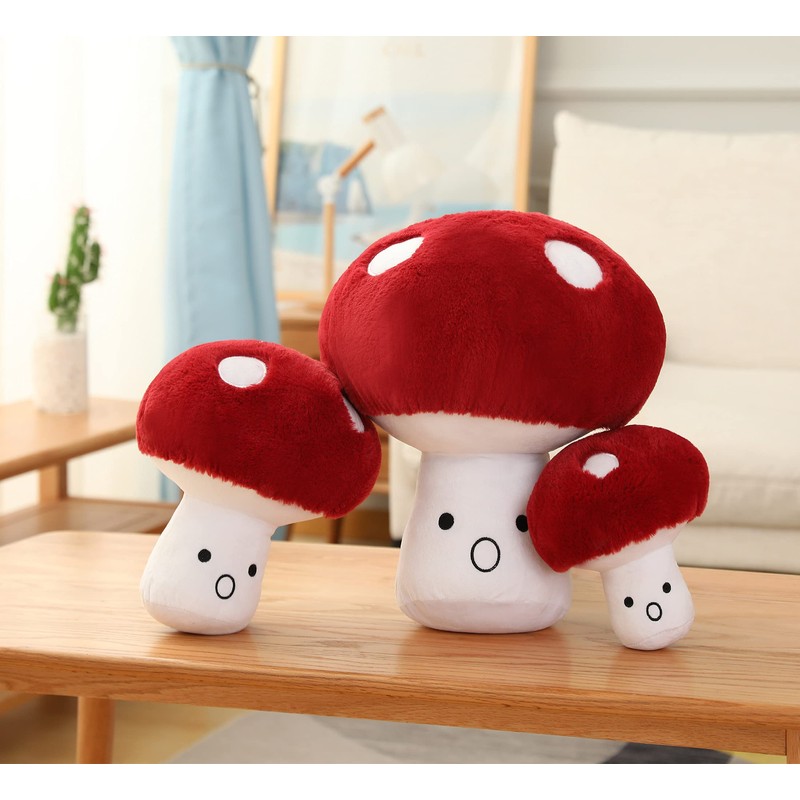 Hynbasea 3D Creative Plush Pillows Mushroom Cute Surprised Mushrooms Throw