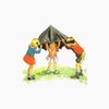 CafePress Kids Playing With Umbrella Greeting Cards Folded Greeting Cards