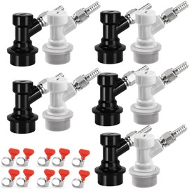 5 Pairs Ball Lock Keg Quick Disconnect, 5/16” & 1/4” Barb Corny Keg Fitting