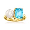 Ross-Simons 7.5-8mm Cultured Pearl and 2.90 Carat Swiss Blue Topaz