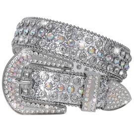 SUOSDEY Rhinestone Belt Unisex Sequin Strap Bling Crystal Western Studs Glitter Luxury Belt for Jeans Pants Dress