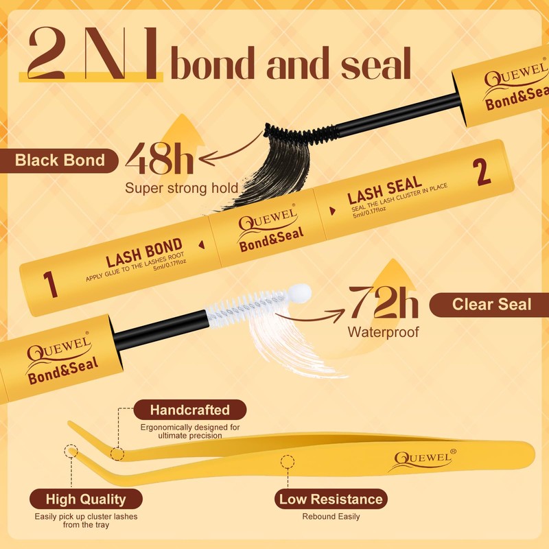 QUEWEL Cluster-Lashes-Kit, 320PCS Lash Extension Kit Mixed Length 10-16mm Thick
