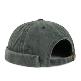 Umeepar Mens Vintage Docker Cap Brimless Hat Docker Beanie Hat Adjustable Harbour Sailor Hat Skull Cap (US, Alpha, One Size, Dark Green)