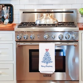 chinoiserie christmas decor Chinoiserie blue and white christmas decor Kitchen Towels, chinoiserie christmas decor blue Tree Hand Towels for Bathroom, Christmas Dish Towels for Kitchen 16x24 Inches