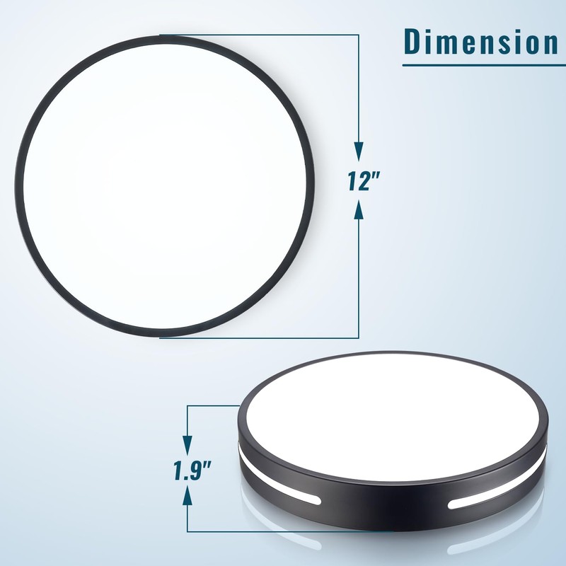 Wheatronic LED Ceiling Light Flush Mount 24W, Black Kitchen Light