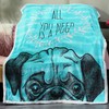 Famitile Pug Kids Sherpa Fleece Throw Blanket, Cute Cartoon Pug