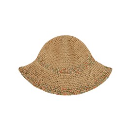 Women Straw Sun Hat Foldable Beach Hat Wide Brim Floppy Bucket Hat with Colored Rope (Colored Rope-Khaki)