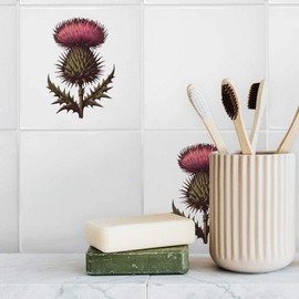 'Scottish Thistle' 108mm Square Ceramic Tile (TD00029869)