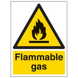 V Safety Flammable Gas - Portrait 150 x 200mm - 2mm Rigid Plastic Safety Sign