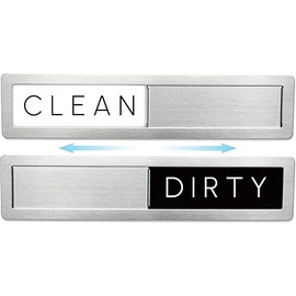 Stainless Steel Dishwasher Magnet Clean Dirty Sign - Premium Magnetic Signs That Say Clean/Dirty - Optional Sticker Adhesive for Non-Metal Surface Dish Washers - Black & White Minimalistic Style