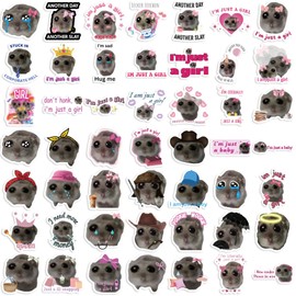 I'm Just a Girl Sticker 56Pcs Funny Hamster Meme Sad Cute Stickers for Kids,Y2K Aesthetic Waterproof Vinyl Sticker for Laptop Water Bottle Phone Scrapbook Cute Animal Decal Stuff Gifts for Girl Teen