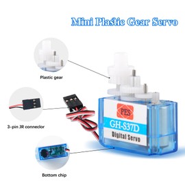 DIYmall 4PCS Super Light 3.7g Micro Servo GH-S37D 0.8kg/cm Coreless Motor Mini Digital Servo for Control Aircraft Flight Direction RC Plane