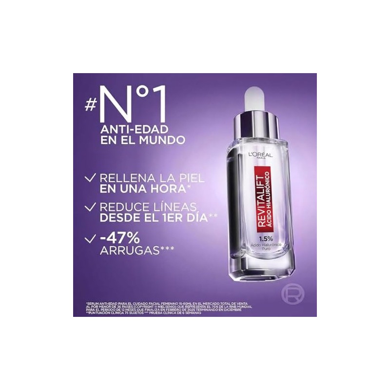 Oréal Paris Kit Ácido Hialurónico Sérum Rostro Ojos Piezas Hidrata