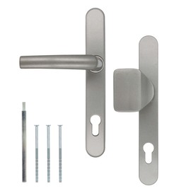 kj-vertrieb Premium Handle Set DHS 92 mm - Plate Width 32 mm, Colour: Dark Silver F9, Handle Type: Handle Knob