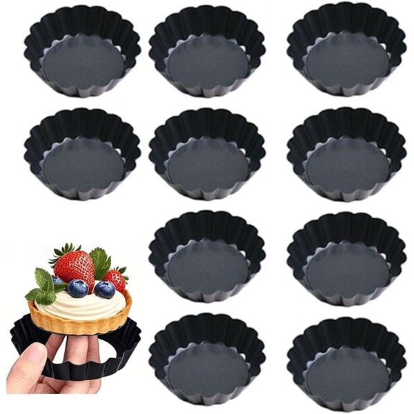 CAASFOOY Nonstick Mini Tart Pan,4 Inch Carbon Steel Non Stick