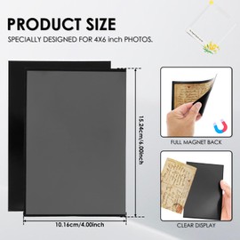 10Pcs Magnetic Picture Frame for Refrigerator Clear PVC Fridge Magnetic Photo Frame Picture Pockets Frames with Black Holds, Whiteboard, Office Cabinet(4 * 6 inches)
