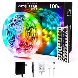 DAYBETTER Led Strip Lights 100ft, RGB Color Changing Led Strips with 44 Keys Remote Control for Room, Bedroom, Suitable for Home Decor, Living Room, Kitchen, Home Party Decoration, 24V