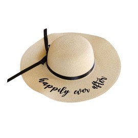 Pretty Robes Happily Ever After Bride Floppy Beach Sun Hat For Women - Wedding Stuff & Essentials - Ideal Beach Wedding & Engagement Gift, Bachelorette Party & Honeymoon Travel Gift for Newlywed