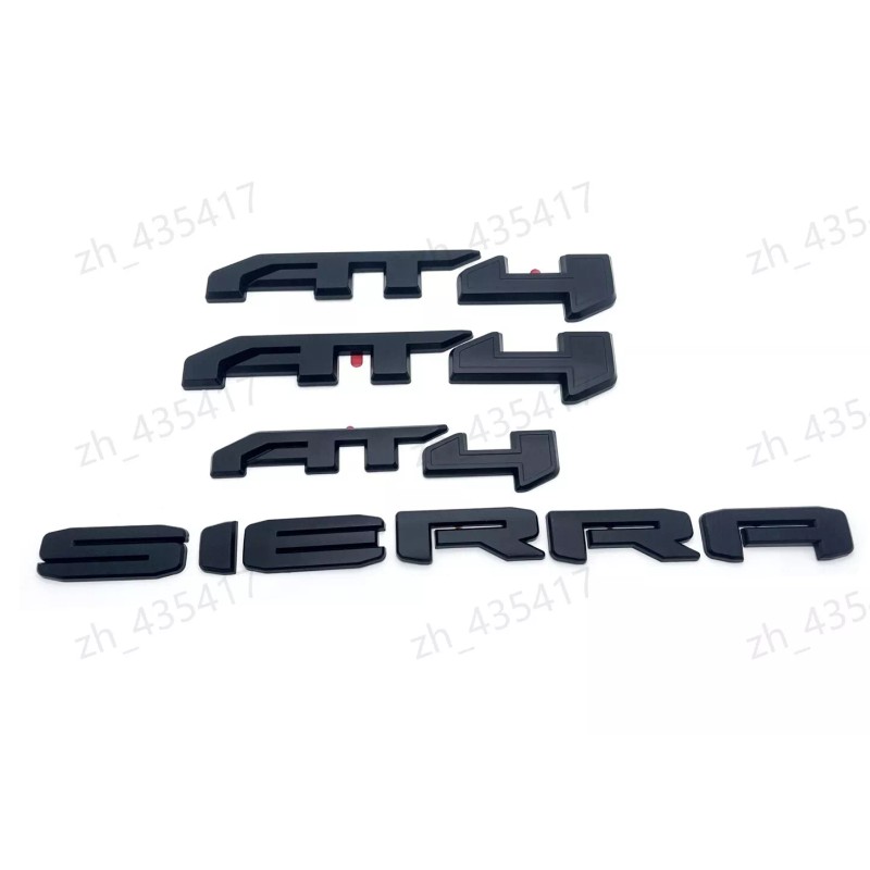 GMC 4PCS Matte Black AT4 Overlay Emblems kit Fit 2019