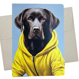Whitman and Daughter Chocolate Lab Tracksuit Birthday Card (1 Premium Card, 5X7 Inch) dog card blank for every occasion like birthday, thank you, or thinking of you - 808