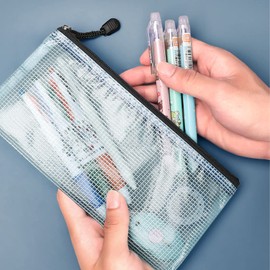 22 Pcs A6 Zipper File Bags, Mesh Zipper Pouch Document Bag Waterproof Mesh Pencil Pouch Plastic Zipper Pen File for Home School Office (Black)