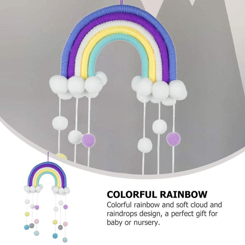 Baby Mobile Baby Bed Wind Chimes Hanging Clouds Raindrops Rainbow