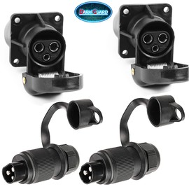 DARKGUARD 2Pieces 3 Pin Tractor Plugs and 2Pieces 3Pin Tractor Sockets 12v 24v,Din 9680,3Flat Terminals,Waterproof 3pin Trailer plug Socket, 3pin Towbar Socket Plug for RV Van (3pin Plug Socket K2S42)