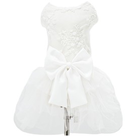 Dog Dress White Wedding Outfits, Embroidery Lace Tutu Princess Skirt for Puppy Small Medium Female Dogs Girl Cats Costume (Embroidery Dress, 4XL)