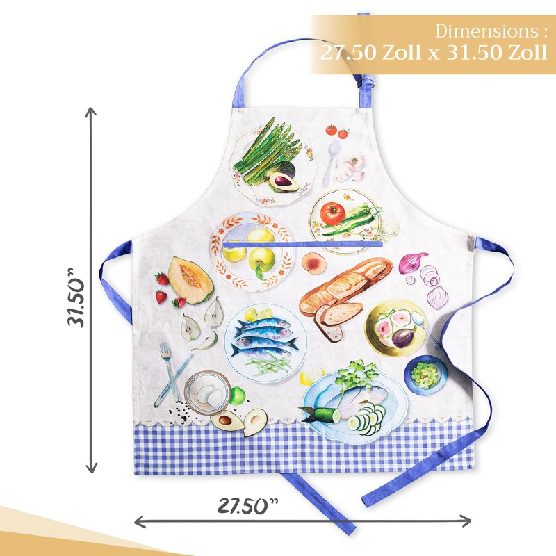 Maison d'Hermine 100% Cotton 1-Piece Kitchen Apron with Adjustable Neck