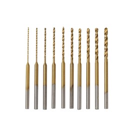 UID Each Size Marked Titanium Coated Mini Router/Rotary Tool/Hobby Router Small Diameter Drill, Set of 10, Compatible with Proxxon, Ryobi, Bigman, iHelp, Argofile, Standard Collet 2.35mm, Titanium