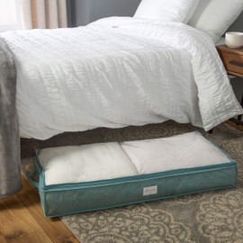 Simplify 2 Pack Under The Bed Storage, Good for Linens, Season Items. Protects from Dirt & Dust Blanket Bags, Dusty Blue