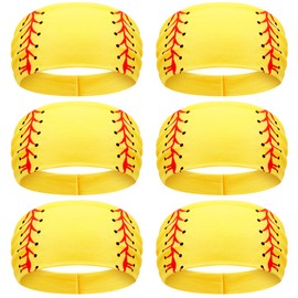 Zeyune 6 Pcs Softball Party Headband Softball Headband Yellow Breathable Elastic Head Wrap Adjustable Sweat Proof Hair Band Bandana Workout Headbands for Men and Women